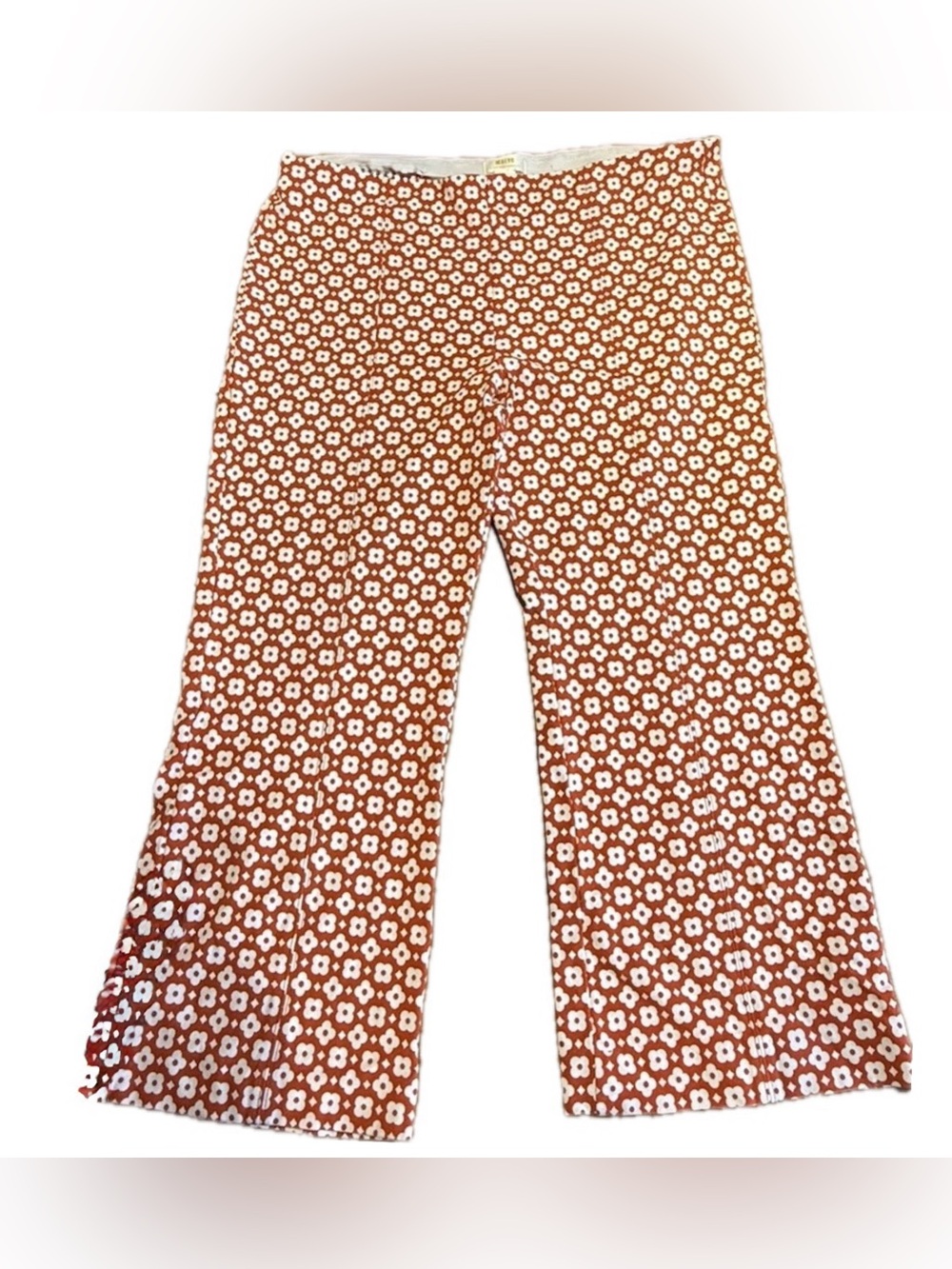 Anthropologie Maeve Terra-cotta White Floral Wide Leg Pants S